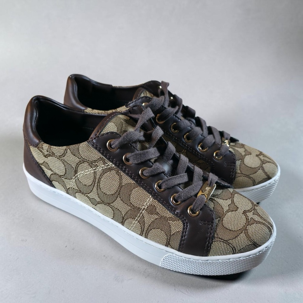 Coach Paddy Khaki Sneakers Chocolate Brown Shoes Womens Size 7 B *Worn Once.